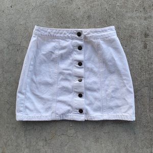 F21 White Denim Mini Skirt